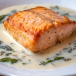 Plat élégant de volaille accompagné d'une sauce à l'oseille avec saumon maison