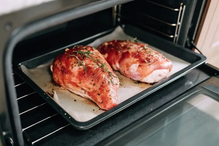 Cuisson de la Poitrine de Poulet au Four : Poulet rôti doré et savoureux, prêt à être servi.
