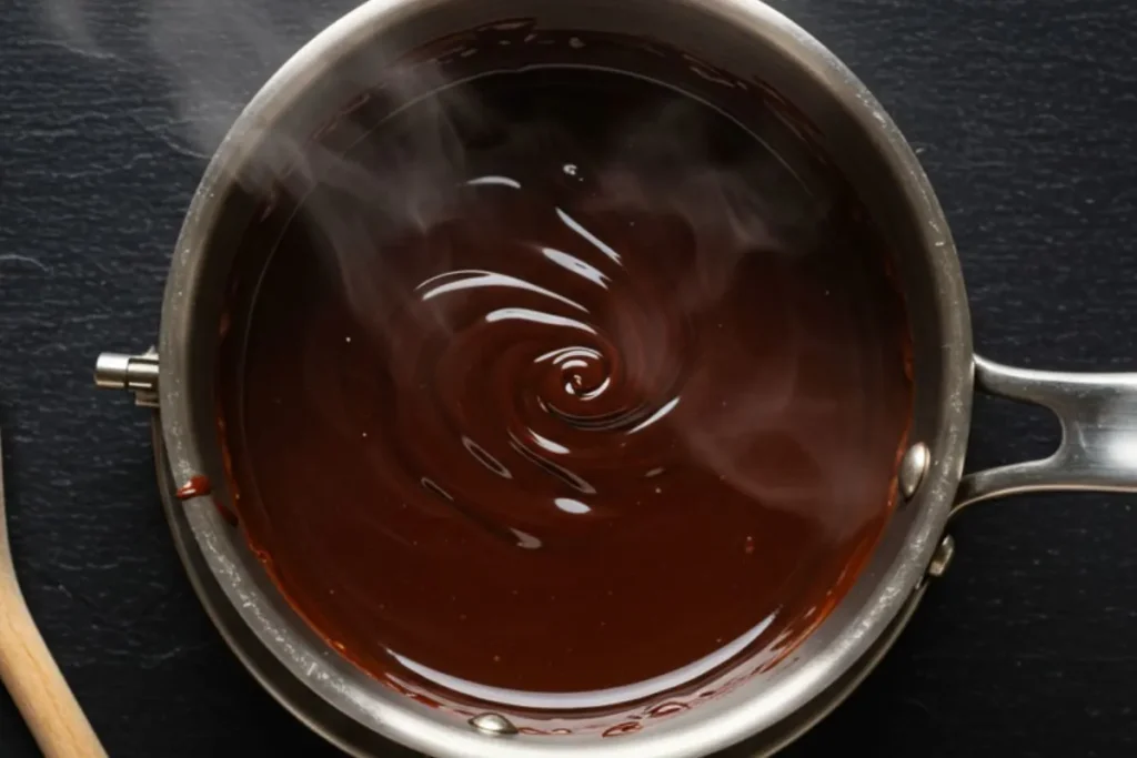 Chocolat noir en train de fondre au bain-marie