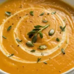 velouté de potimarron au Thermomix servi dans un bol blanc